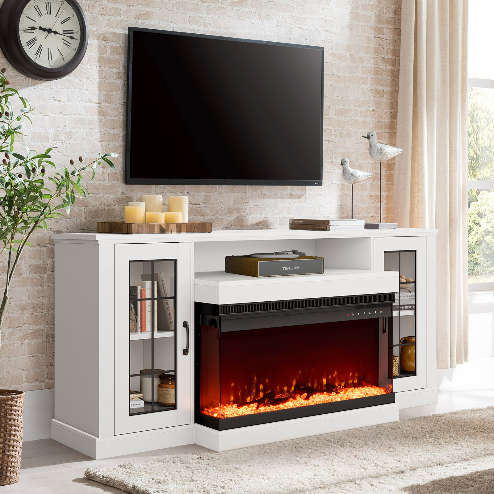 Latitude Run® 70" TV Stand for TVs up to 80" with Fireplace Included & Reviews | Wayfair